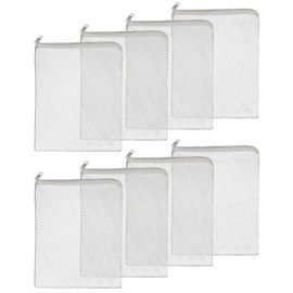 Pawfly 8 Pack Aquarium Filter Media Bags, Fish Tank Fine Mesh Bag with Plastic Zipper Aquarium Reusable Mesh Bag for Activated Carbon Bio Filter Balls Filter Stones Ceramic Rings, White, 7.9" x 5.9"