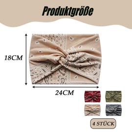 4 Stück Stirnbänder Damen, Flexibilität Stirnband Damen Sommer, Haarband Breit Bequem und Schön Geeignet für Tägliche Ausflüge, Yoga Bewegung und Fitness