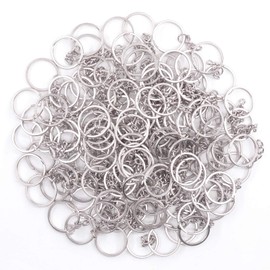 Keadic 450 Pieces 20 mm Flat Key Chain Rings with Chain and Screw Eye Pins Kit for Home Car Keychains, Lanyards, Gifts and Other Crafts Jewellery Making (Nickel Plated, Silver)