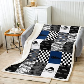Feelyou Race Car Fleece Throw Blanket 40"x50" Kids Sports Car Plush Blanket for Bed Sofa Couch Boys Girls Teens Extreme Sports Theme Sherpa Blanket Cool Speed Buffalo Plaid Fuzzy Blanket
