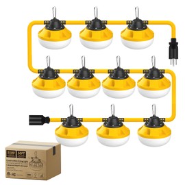 Guntsous 100FT LED Construction String Lights, 100W 11000LM, 10 Sockets, Linkable Up to 16 Sets,Temporary Work Light for Job Site Workshop
