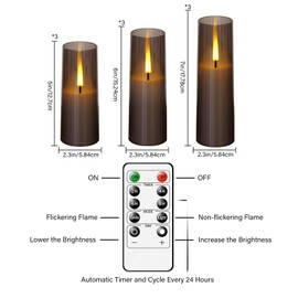 Thorbling Flameless LED Candles, Upgraded Realistic 9 Pcs Flickering Flame Pillar Candles, Battery Operated Candles with Remote Timer, for Romantic Ambiance and Home Decoration (Grey)