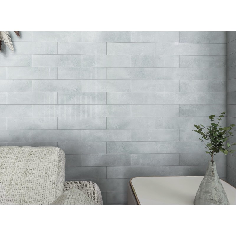 COLAMO Luxury Grey Peel and Stick Subway Tile Backsplash, Glossy