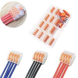 Compact Wire Connectors,CTRICALVER Electrical Connector Blocks 12 pcs 4 Port Compact Splicing Connectors Lever Nut Assortment Terminal Block Kits and Mounting clip