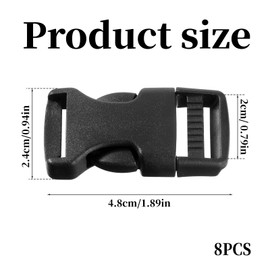 Zyghjort 8 Pieces Buckles and Clasps, 20mm Plastic Buckle Quick Release Buckle Adjustable Backpack Buckle for Crafts, Luggage Strap, Outdoor, Camping
