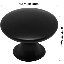 SWZHAI 16 Pcs Black Cabinet Knobs, Round Dresser Knobs Kitchen Drawer Knobs, Single Hole Cupboard Door Knobs Dresser Drawer Pulls Handles