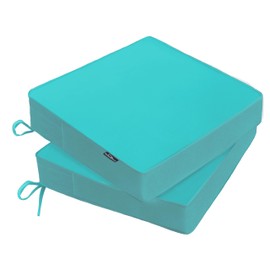 PatioGlow Outdoor Chair Cushions 20 x 20 x 3 Inch, Waterproof & Fade Resistant Patio Seat Cushion for Furniture with Handle and Ties, Thick Seating Pads for Outside Sofa Couch Set of 2, Teal