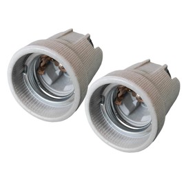 LEDLUX 2 Pcs E27 Ceramic Lamp Holder with Screw Terminals for Electric Wire and Iron Hooks for Hanging Construction Sites