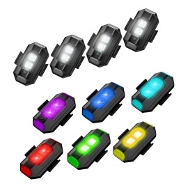 10 Led Estrobo Recargables Usb 7 Colores Moto Auto Bicicleta Color Negro