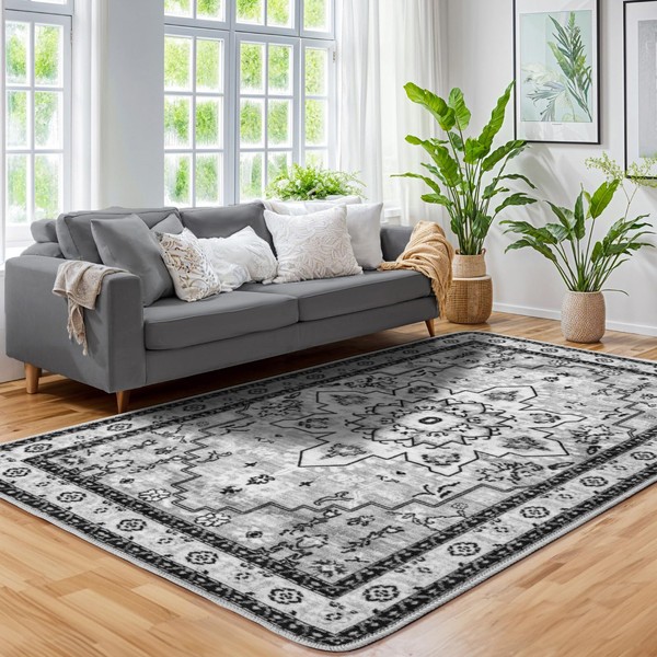 LBRO2M Boho Area Rug 6X9 Washable Rugs for Bedroom Low