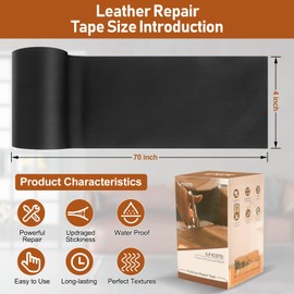 ILFYCOTO Vinyl Repair Kit, Leather Repair Kit 4 x 70 inches Leather Repair Patch for Furniture, Leather Couch Patch for Sofas, Furniture, Car Seats, Office Chairs, Interior - Ivory