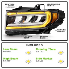 ACANII - For 2020-2023 GMC Acadia AT4 Factory Style SwitchBack Signal LED Headlight Headlamp Replacement Driver Side