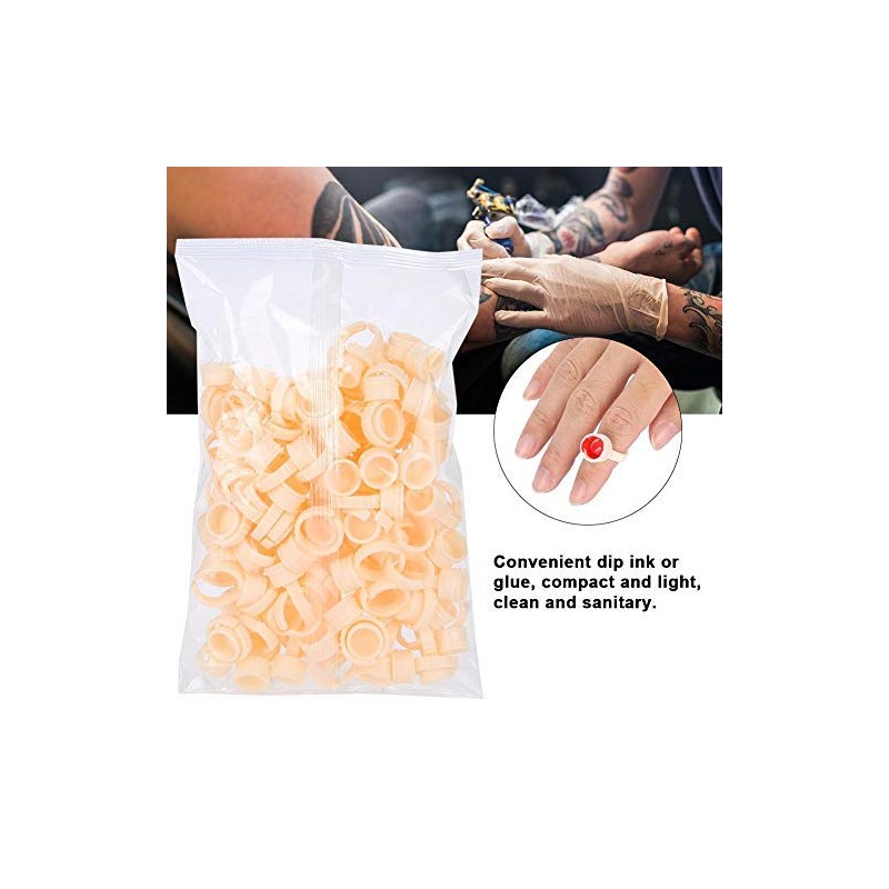 Pack of 100 Disposable Eyebrow Tattoo Ring Ink Cup Microblading