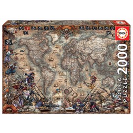 Educa - Pirates Map - 2000 Piece Jigsaw Puzzle - Puzzle Glue Included - Completed Image Measures 37.75" x 26.75" - Ages 14+ (18008)