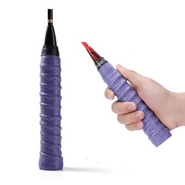2 Pcs Tennis Badminton Racket Grip Tape Anti-Slip Absorbent Overgrip Grips for Squash, Fishing Rods, Bicycle, Motorcycle Handles, PU Material Breathable Elastic Loose-Proof Keel Tape (Purple)