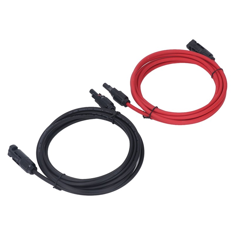 2pcs 12AWG 4mm² Solar Panel Extension Cable Black Red Solar