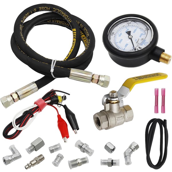 Zreneyfex 6000PSI Fuel Pressure Test Kit Hpop Test Gauge Kit Fuel Pressure Testers Compatible with Ford 1994-2007 F250 F350 Powerstroke 6.0L & 7.3L Diesel Engines