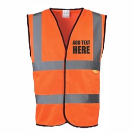 Brook Hi Vis, ORANGE Hi Vis Safety Vest Custom Printed Waistcoat, Personalise Front and Back, Brand Your Company Logo, Large