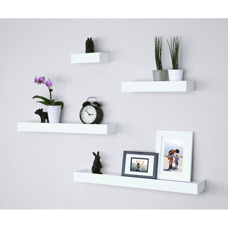 Ballucci Modern Ledge Wall Shelves, Set of 4 Wood Floating