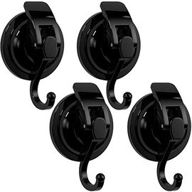 SOCONT Suction Cup Hooks for Shower, Heavy Duty Vacuum Shower Hooks for Inside Shower, Black-Plated Plished Easy to Install Super Suction for Kitchen Bathroom Restroom, 4 Pack