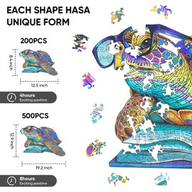 Ixfyloop Wooden Puzzles for Adults Turtle Puzzle Ocean Puzzle Wooden Jigsaw Puzzles for Adults Sea Turtle Puzzle Turtle Puzzles for Adults Sea Turtle Puzzles for Adults 200 Pieces 12.5x8.4 Inch