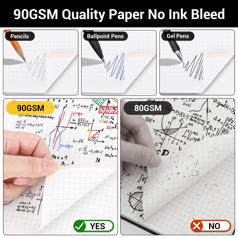 Yarotm Squared Notebook A5 - Spiral Notebook 120 Sheets -