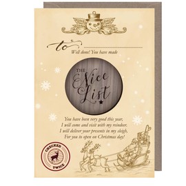Traditional Christmas Nice List Letter Certificate Postcard from Santa/Father Christmas with Wooden Token (Nice List Postcard and Token)