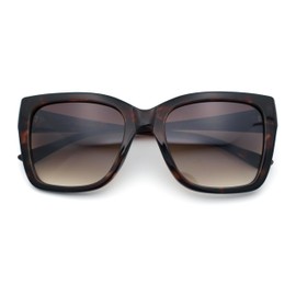 SA106 Womens Chic Thick Horn Cat Eye Elegant Thin Arm Plastic Sunglasses Tortoise - Brown