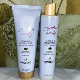 9.6 oz & 8oz Pantene Generation Beauty Cleanse & Reconstruct shampoo & Conditioner 2 Pack