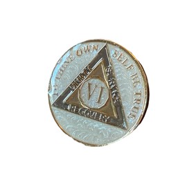 6 Year AA Medallion Pearl Swirl Tri-Plate Sobriety Chip