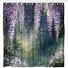 Purple Vine Flower Shower Curtain Dark Violet Floral Sage Green