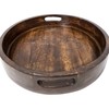 Hand Carved Wooden Round Platter with Handles Rustic Serving Tray,