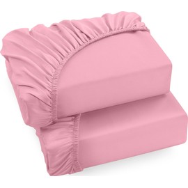 Utopia Bedding, Set of 2 Fitted Sheets, 90 x 200 cm, Pink, Brushed Microfibre Fitted Sheet, 35 cm Deep Pocket