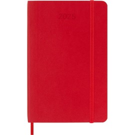 Moleskine Daily Planner, 12-Month Daily Agenda 2025, Soft Cover and Elastic Closure, ScarletRed Color, PocketFormat 9x14 cm