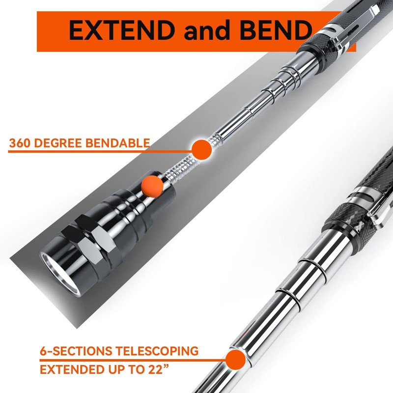 VIBELITE Gifts for Dad, Magnetic Pickup Tool with LED, Telescoping
