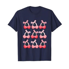 Pink Cherry Bows Coquette For Women Girls Coquette Bow Cute T-Shirt