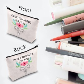 Doula Thank You Gift Midwife Gift Ovary Thankful for You Makeup Zipper Pouch Bag Ovary Uterus Cosmetic Bag OBGYN Appreciation Gift (Ovary)