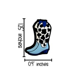 Lashicorn Blue Cowboy Boot Silicone Focal Beads | 12 Pc Pack Blue Cow Print Boot Bulk Wholesale Western Chic Trendy Keychain Making Kit Beaded Pen Freshie Hanger