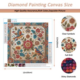 Auremi Diamond Art Painting Kits for Adults, 5D Mandala Diamond Painting Kits for Adults Beginners DIY Full Drill Flower Diamond Dots Crystal Craft Kits for Home Wall Decor Gifts 12x12 inch
