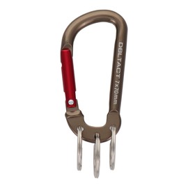 Sankyo Corporation DT-AKT-375 DBLTACT Aluminum Carabiner with Key Ring 3 Row Gun Metal (S) x Red