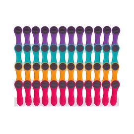 48 Clothes Pegs with Feathers Made of Rustproof Stainless Steel Soft Grip Soft Touch (Purple, Turquoise, Yellow, Pink, Grey)