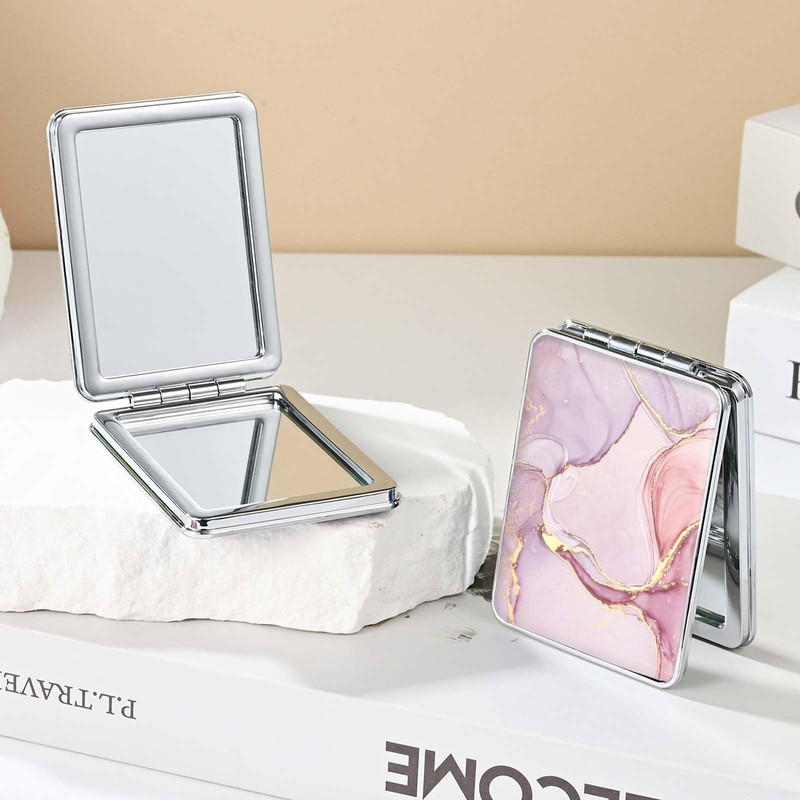 dcdcee Pocket Mirror, Small Travel Mirror with Magnification, Portable Double-Sided