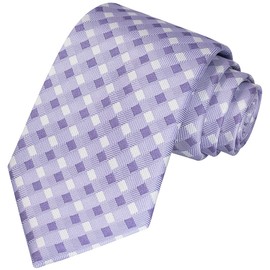 KissTies Mens Lavender Tie for Men Grid Necktie Wedding Ties + Gift Box