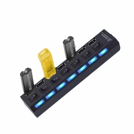 EZONEDEAL USB Hub 3.0, 7 Port USB Splitter with Individual On/Off LED Switches, 5Gbps HighSpeed Data, USB Adapter USB Extender for Laptop, lMac, USB Flash Drives, Mobile HDD, Printer, Camera