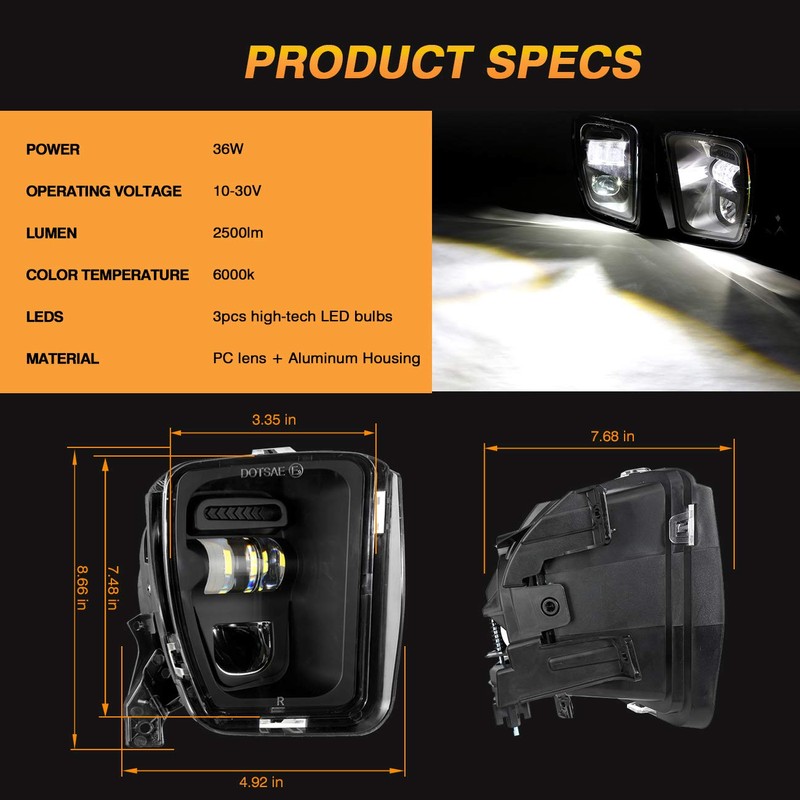 Auxbeam LED Fog Lights DOT Approved Replacement for Dodge Ram