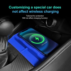 FDAIUN Wireless Charging Protective Pad for Ford Mustang 2024-2025 Silicone Material Center Controls Cell Phone Automobile Pads Mats (Blue)