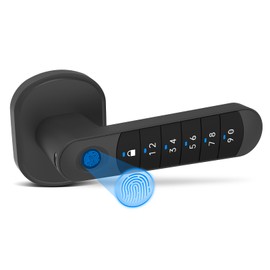 Smart Fingerprint Door Handle, Keyless Entry Biometric Lock with Passcode & Mechanical Key, Easy Install Interior Door Lock for Home/Bedroom/Office, Black