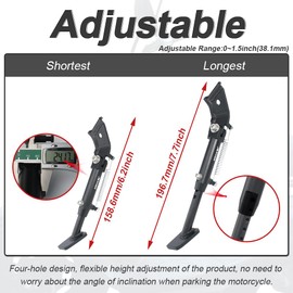 Xitomer 0-1.5" Motorcycle Adjustable Kickstand Fit for Ruckus50 / Zoomer 50 2003-2024 Ruckus 50 Adjustable Side stand