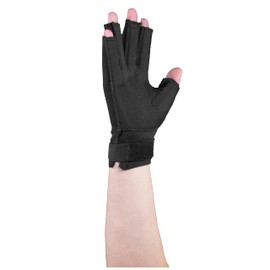 OTC Resting Splint Glove, 5 Finger Semi-Rigid Splints, Open Tips, Black, Right Hand, Small