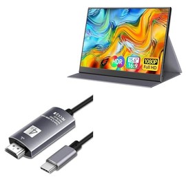 BoxWave Cable Compatible with ForHelp Portable Monitor FHD 1080p (15.6 in) - SmartDisplay Cable - USB Type-C to HDMI (6 ft), USB C/HDMI Cable - Jet Black